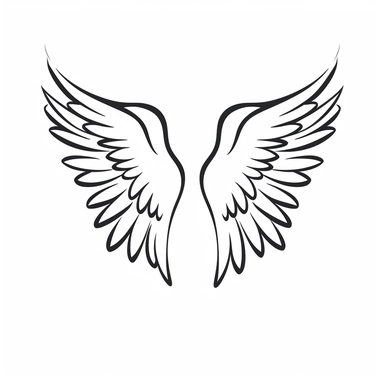 simple vector illustration, cartoon angel wings with halo floating above, hand drawn, bold outline svg, silhouette, clipart, all white background