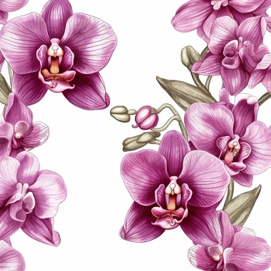In the midst of your design journey, it's time to create eye-catching orchid clipart that will add a touch of sophistication to the corners of invitations. Your task is to develop a versatile orchid clipart design, isolated on a clear white background. Consider the lines, shapes, and intricate details that make orchids unique. Embrace your artistic style, whether it's whimsical, realistic, or minimalist, and create a set of clipart elements that capture the essence of these enchanting flowers. S