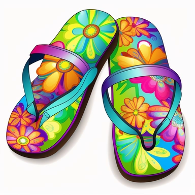 Clip Art Flip flops Sandal, vivid colors