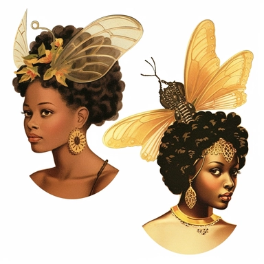 vintage clipart illustrations from a book on afrocentric faeries