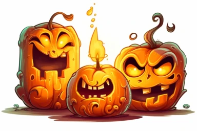 cartoon candles creepy gothic jack-o-lantern clipart , isolate, on white background,