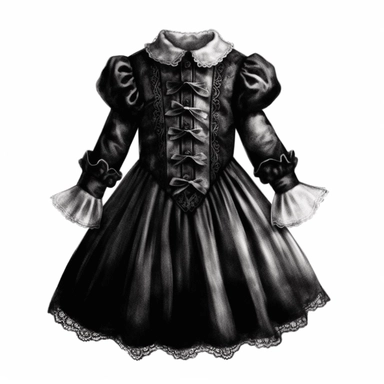 vintage gothic baby dress, victorian, dark fantasy, clipart, white background