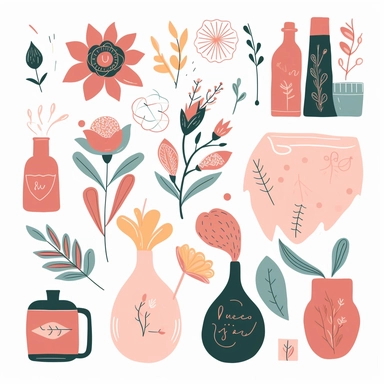 clipart graphics for self care, single design, 8k