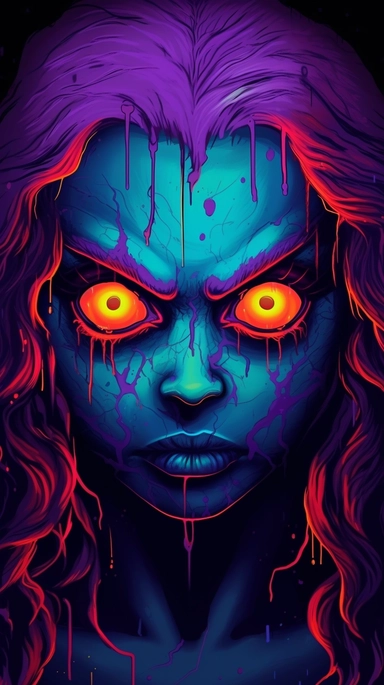 webp, oil painting, glowing eyes, clipart, Halloween, glow in the dark, neon, uhd, vivid, colorful, highly detailed,