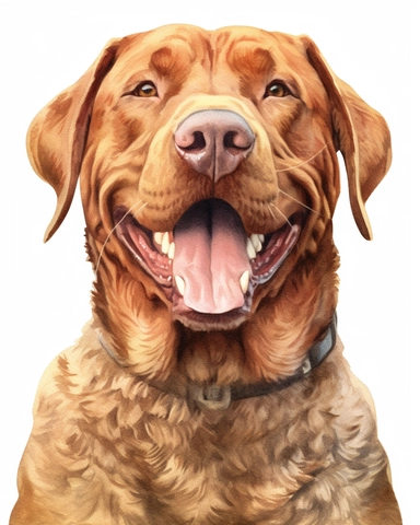 detailed watercolor Chesapeake Bay Retriever smiling realistic clipart