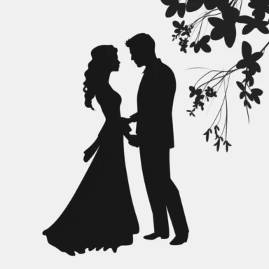 Wedding Couple SVG, Bride and Groom Silhouette, Just Married Clipart, Married Couple, Wedding Clipart, Love Couple vector Silhouette