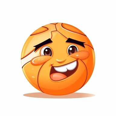 fantasy happy cute basketball player face, cartoon, clipart, mascot, isolated on white background