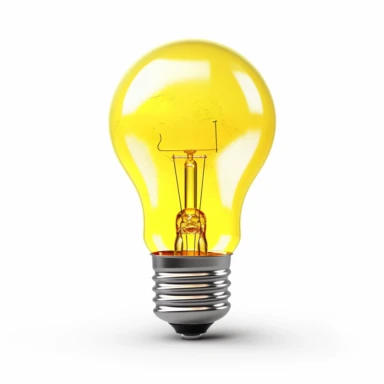 yellow light bulb, clip art, white background