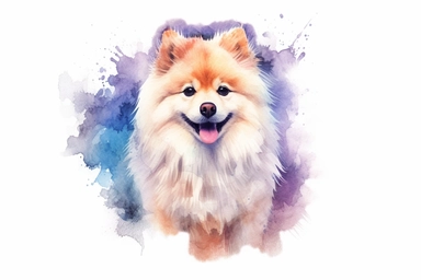 Watercolor, American Eskimo Dog Dog , clipart, hd, on a white background, spaced out