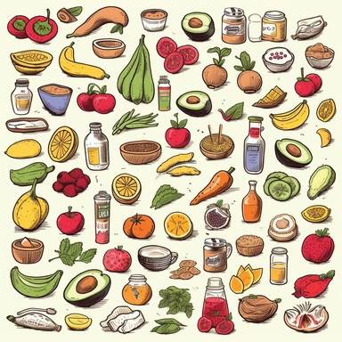 vector format hand-drawn food icons clipart. Includes everything from prepared foods, breakfast, fruits & vegetables, ingredients, herbs.