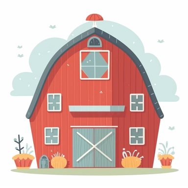 cute barn clipart isolated on a white background