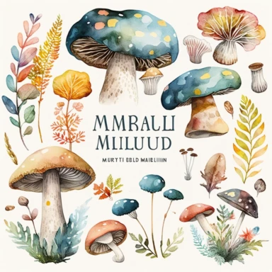 watercolor wild mushroom clipart