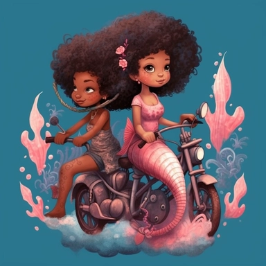 two mermaid clipart, in the style of afro-caribbean influence, dark brown and pink, playful machines, whitcomb-girls, animated gifs, the blue rider, use of fabric