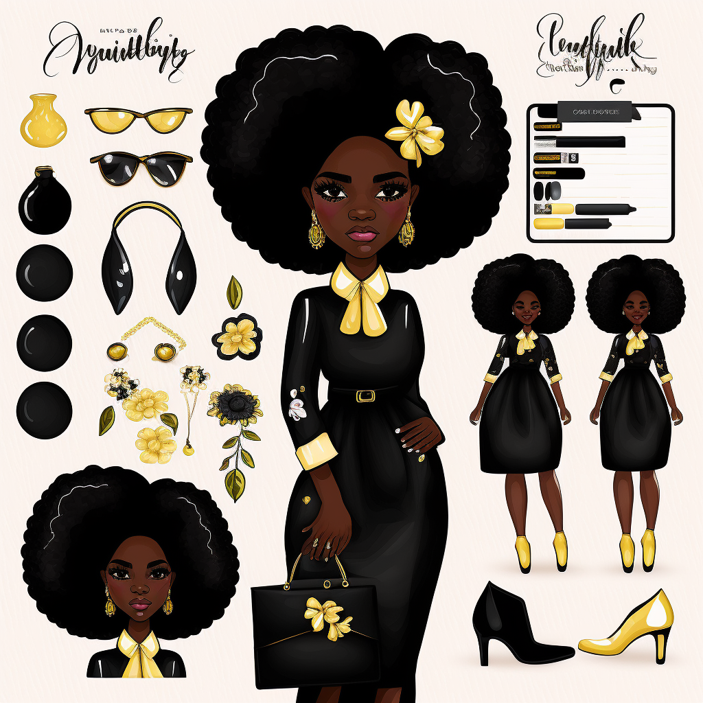 afro lady cliparts