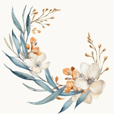 delicate Meadow Floral and leaves corner Frame Watercolor, , Spring Clipart, dust, Minimalistic Flowers Watercolor, Elegant Blooms, dainty florals, watercolor illustration, hand drawing style