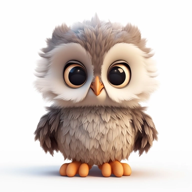 A cute adorable baby owl concept draw art trending artstation 8k cartoon clipart on white background