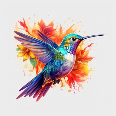 humming bird , creative shiny, super resolution, Pshycedelic PNG, Graffiti, Clipart, watercolor, realistic, 8k