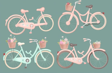 free psd file for bike clip art, in the style of light beige and dark aquamarine, light pink and light mint, realistic brushwork, stasia burrington, philippe buchet, whimsical cartoons, eco-kinetic