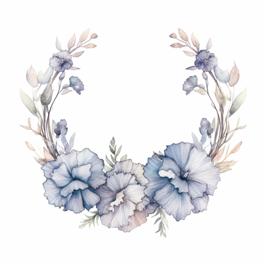 Gray Carnation Flower Crown, watercolor, clipart, white background