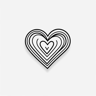 Simple heart clipart, minimalist one line black lineart with white background