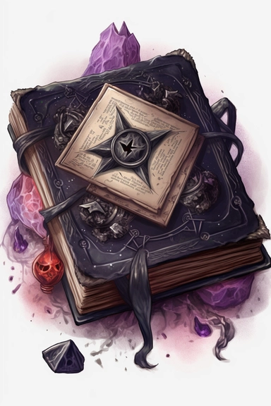 hyper realistic Spell book: Design a clipart of a spell book with a gothic twist. You can add some occult symbols, dark colors, or creepy-looking creatures to make it more witchy watercolor illustration, color palette Violet, eggplant,diesel,dusty gray,cannon pink, tamarind,mulled wine,charade ,realistic,symmetry,png white background