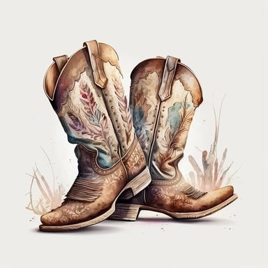 Cowgirl boots, Cowgirl clipart, Wild west, Western, Country girl, Cowboy boots, Watercolor, photorealistic. 4k, vector
