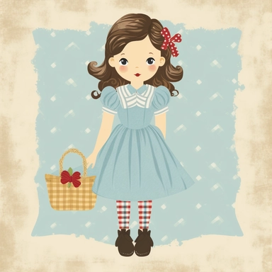 Dorothy from Wizard of Oz, Shabby Chic style, clipart