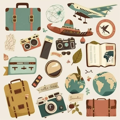 cute Travel clipart: suitcases, airplanes, passports, maps, landmarks, globes, cameras. clipart page 10 cliparts per page