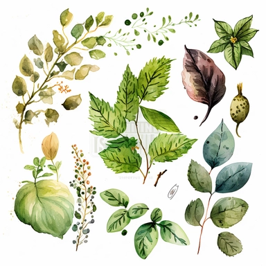 clipart illustration aquarell Weide: Weiden haben eine silbrige, schimmernde Rinde und schlaksige Zweige, die sich oft biegen und verflochten sind. Die Blätter sind dünn und länglich und haben eine helle, frische grüne Farbe. Weiden einen beruhigenden und beruhigenden Einfluss auf ihre Umgebung haben.