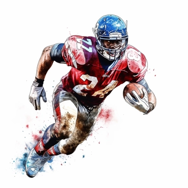 Award winning hyper detail watercolour american football player, white background, clipart