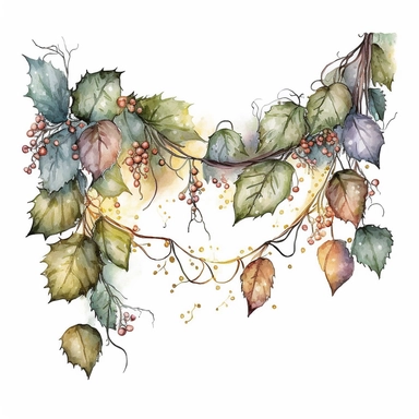 garland light Christmas,Watercolor style, Clipart,highly detailed on white background