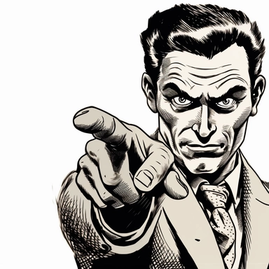 finger pointing at you, black and white, clipart