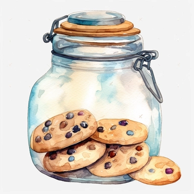 watercolor clipart, A cookie jar , one, white background