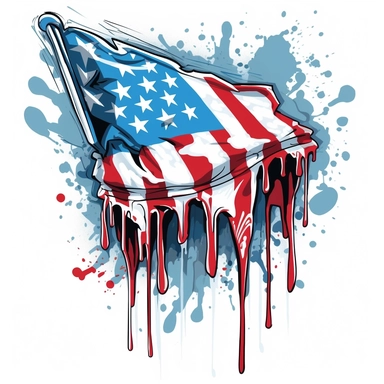 a graffiti clip art illustration for a usa flag on white background