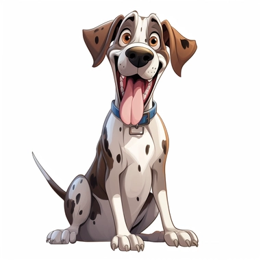Cartoon Adult Dogs, Cartoon Adult Dogs Clipart, Cartoon Adult Dogs SVG, Dogs PNG Sublime, Dogs sublime, Adult Great Dane smiling, sitting, direct front view, isolated on white background, hd