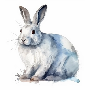 water color Arctic Hare Clipart, isolated on white background