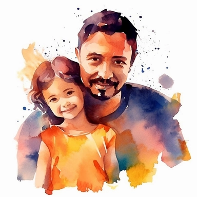 watercolor clipart hispanic father and daughter