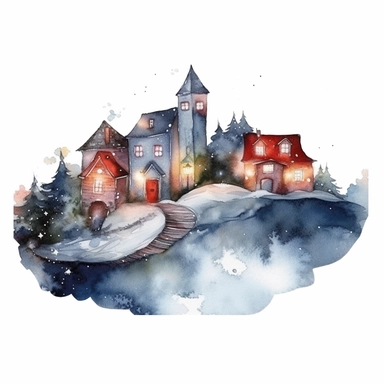 watercolor style, elegant christmas, clipart, isolated on white background, 4K
