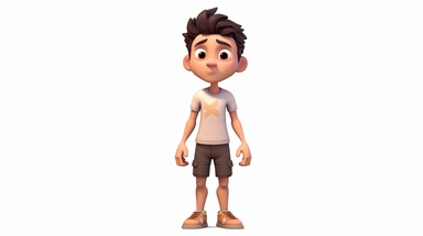 front view of an animated boy standing wearing tshirt character design, full body, drawing a face in maximum quality, high-quality drawing of the face,clipart, full Illustration, 4k, sharp focus, smooth soft skin, symmetrical, detailed face, concept art, style fairy tales, chibi kawaii, . Octane rendering, 3d, perfect face, detailed face, delicate face, perfect sharp lips, detailed eyes