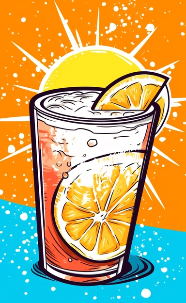 an orange drink in a cup with slices on it png clipart, in the style of graphic novel-inspired, animated gifs, light yellow and silver, neo-geo, grid, hallyu, multiple filter effect