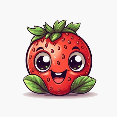 cute Strawberry, happy and smiling, bold line, clipart, sticker, white background, no shadow, 8k detail