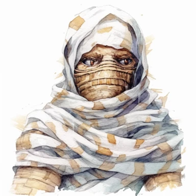 Mummy halloween watercolor,simple Watercolor, hyper realistic, white background, white margins, 16k, ultra detailed clipart, cut out image, hand - drawn, whimsical manhwa style, ultra HD, sharp and clean art