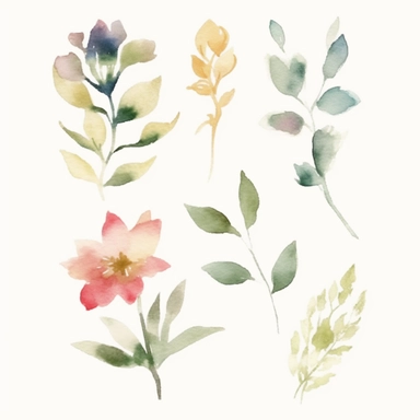 variations, in the style of watercolor painting, white background, etsy clipart, marriage flower clipart