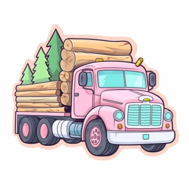 pastel logging truck cute clipart stickers