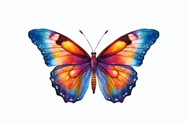 side view, watercolor, butterfly, closed wings, colorfull, front, high click conversion, new color, clipart, hd, on white background