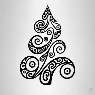 simple black and white doodle christmas tree, simple svg christmas tree, simple beautiful curved christmas tree black and white drawing clip art