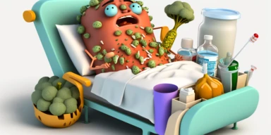 3D Cartoon clipart mascot in form of broccoli in hospital bed with many tubes and receiving artificial nutrition by tube,transparent background, 128K super mega pixel, insane detail, hyper-detailed, with huge details,UHD, 8K