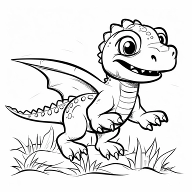 prehistoric flying dinosaur coloring pages | prehistoric flying dinosaur coloring pages free | baby flying dinosaur printable coloring clipart, in the style black and white, simplistic cartoon, uhd image, whimsical comic strip, dotted, with minimalist background