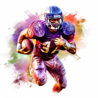 Award winning hyper detail watercolour american football player, white background, clipart