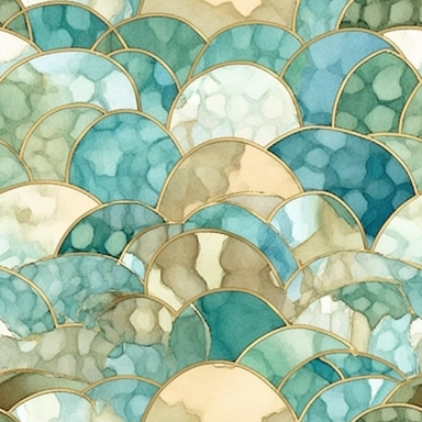 aqua clipart, Watercolor paper, pale colors, gold striated, mermaid , romantic , pre-raphaelite, abstract